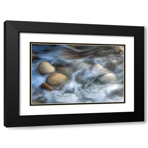 Stones and Waves Black Modern Wood Framed Art Print with Double Matting by Ortega, Xavier