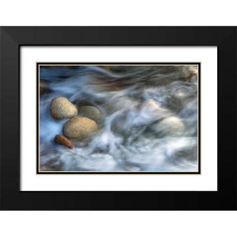 Stones and Waves Black Modern Wood Framed Art Print with Double Matting by Ortega, Xavier