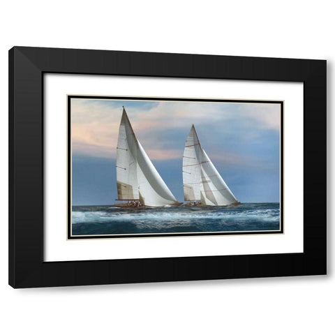 The Chase Black Modern Wood Framed Art Print with Double Matting by Ortega, Xavier