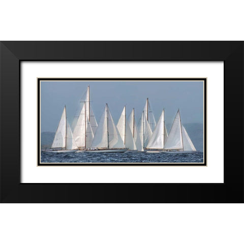 Sailing Team Black Modern Wood Framed Art Print with Double Matting by Ortega, Xavier