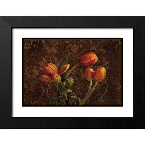 Fleur de lis Tulips Black Modern Wood Framed Art Print with Double Matting by Pahl, Janel