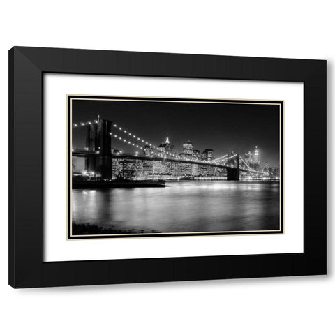 NYC Nights Black Modern Wood Framed Art Print with Double Matting by Papiorek, Nina
