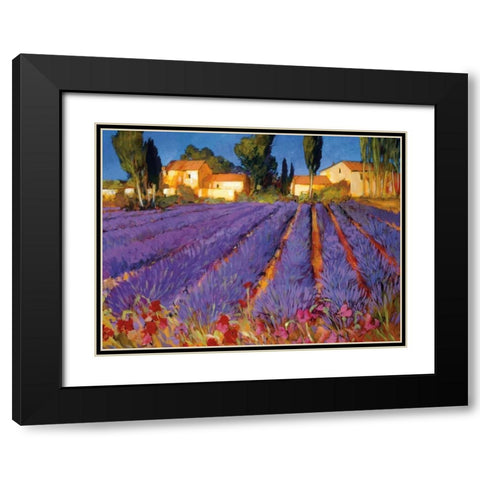 Late Afternoon, Lavender Fields Black Modern Wood Framed Art Print with Double Matting by Craig, Philip