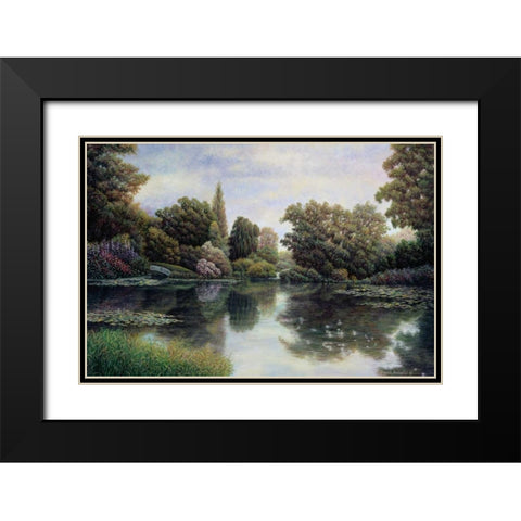 Tranquil Waters Black Modern Wood Framed Art Print with Double Matting by Howells, David