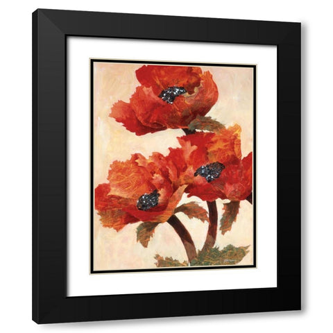 Poppies I Black Modern Wood Framed Art Print with Double Matting by Kamikura, Joyce
