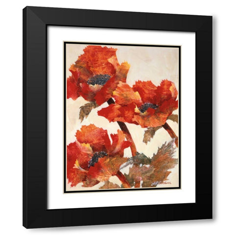 Poppies II Black Modern Wood Framed Art Print with Double Matting by Kamikura, Joyce
