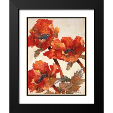Poppies II Black Modern Wood Framed Art Print with Double Matting by Kamikura, Joyce