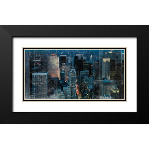 Blue Manhattan Black Modern Wood Framed Art Print with Double Matting by Bailey, Nathan