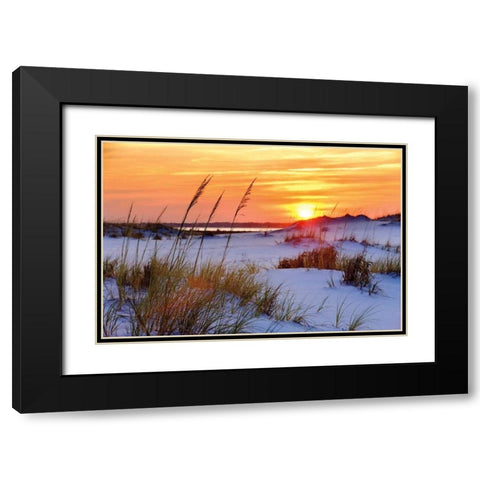 Seashore Sunset Black Modern Wood Framed Art Print with Double Matting by Jones, Mike