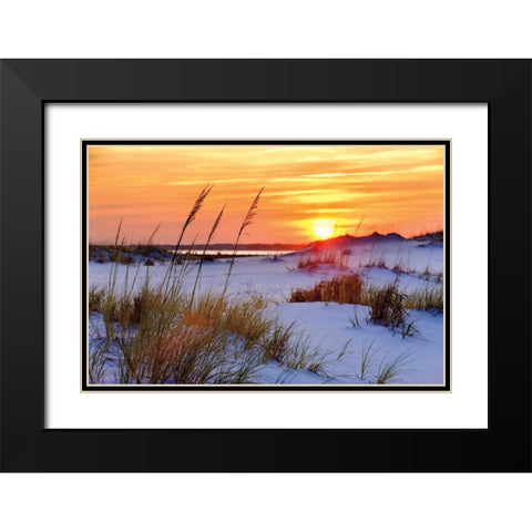Seashore Sunset Black Modern Wood Framed Art Print with Double Matting by Jones, Mike