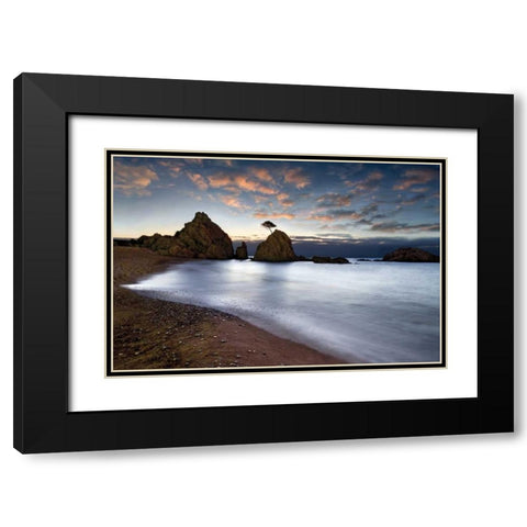 Tossa de Mar Black Modern Wood Framed Art Print with Double Matting by Ortega, Xavier