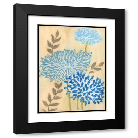 Blue Blooms I Black Modern Wood Framed Art Print with Double Matting by MAJA