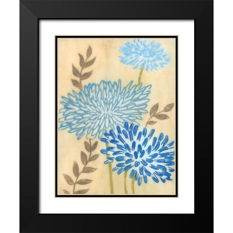 Blue Blooms I Black Modern Wood Framed Art Print with Double Matting by MAJA
