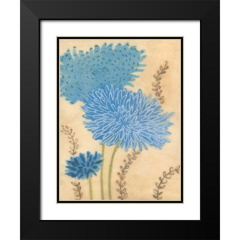 Blue Blooms II Black Modern Wood Framed Art Print with Double Matting by MAJA