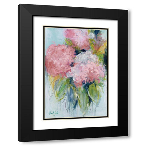 Pink Hydrangeas Black Modern Wood Framed Art Print with Double Matting by Bell, Emma