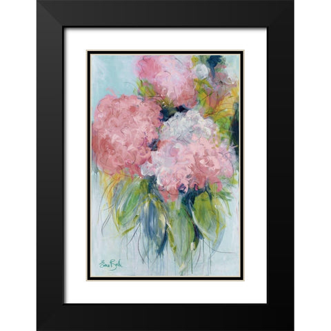Pink Hydrangeas Black Modern Wood Framed Art Print with Double Matting by Bell, Emma