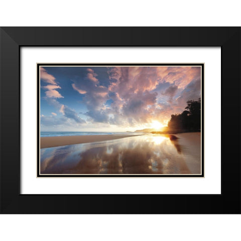 Secret Beach Sunrise Black Modern Wood Framed Art Print with Double Matting by Frates, Dennis