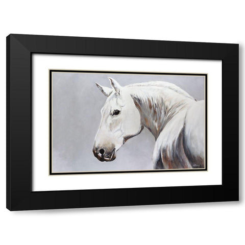 Cheval Blanc Black Modern Wood Framed Art Print with Double Matting by Kadmiri, Aziz