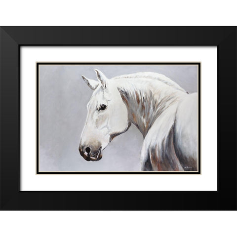 Cheval Blanc Black Modern Wood Framed Art Print with Double Matting by Kadmiri, Aziz
