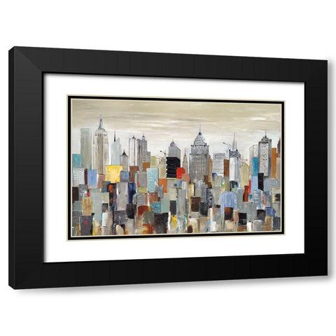 New York Skyline Black Modern Wood Framed Art Print with Double Matting by Kadmiri, Aziz