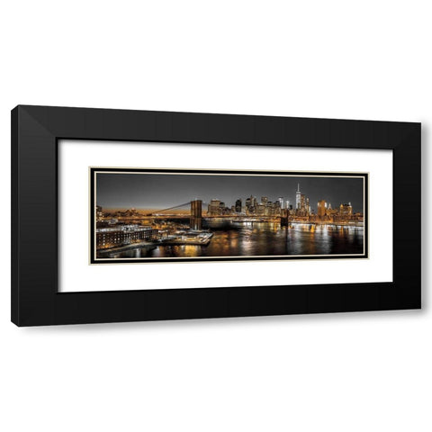 New York Panoramic Black Modern Wood Framed Art Print with Double Matting by Frank, Assaf