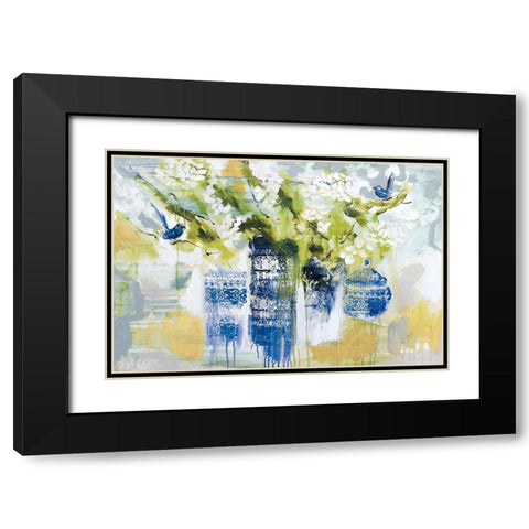 Blue Wrens Black Modern Wood Framed Art Print with Double Matting by Jones, A.