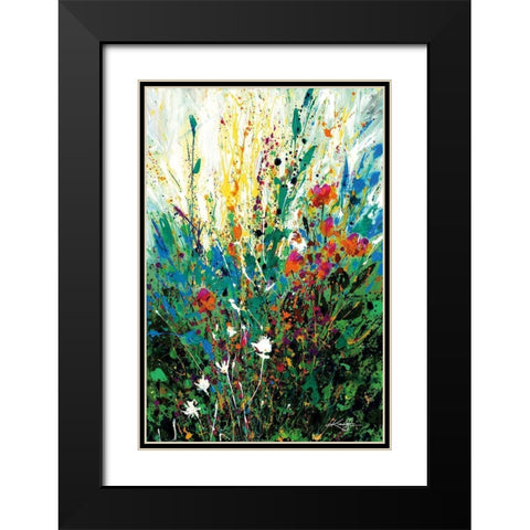Floral Escape Black Modern Wood Framed Art Print with Double Matting by Stanion, Kathy Morton