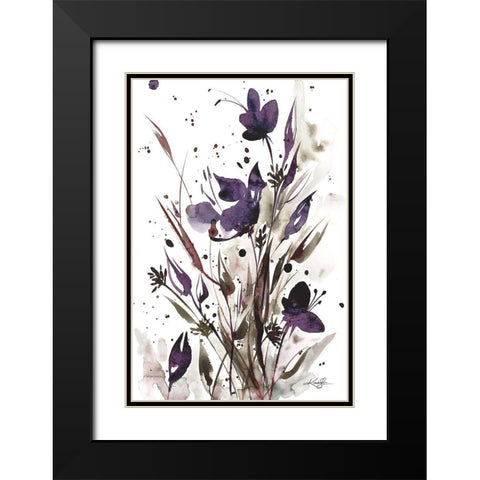 Floral Music I Black Modern Wood Framed Art Print with Double Matting by Stanion, Kathy Morton