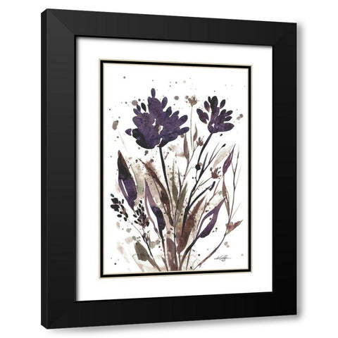 Floral Music II Black Modern Wood Framed Art Print with Double Matting by Stanion, Kathy Morton