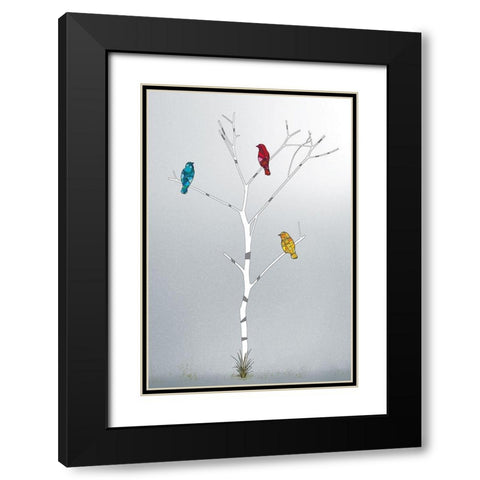 Three In A Tree Black Modern Wood Framed Art Print with Double Matting by Pelkey, Marvin