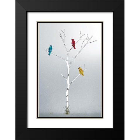 Three In A Tree Black Modern Wood Framed Art Print with Double Matting by Pelkey, Marvin