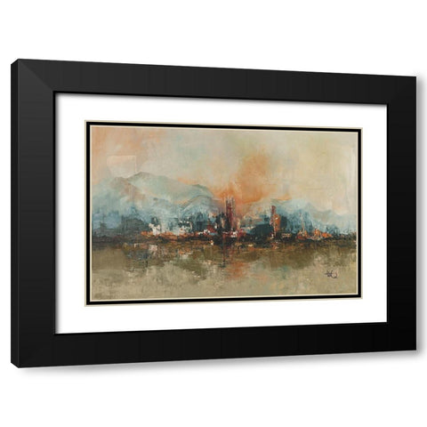 Mountain City Black Modern Wood Framed Art Print with Double Matting by Quintero, Tita