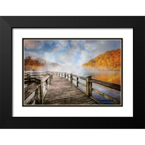 Dancing Fog At The Lake Black Modern Wood Framed Art Print with Double Matting by Celebrate Life Gallery