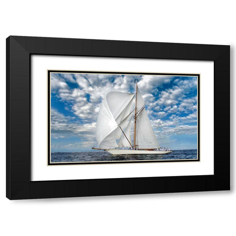 Voyage Black Modern Wood Framed Art Print with Double Matting by Ortega, Xavier