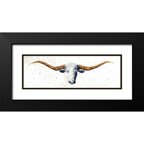 Longhorn Black Modern Wood Framed Art Print with Double Matting by Pelkey, Marvin