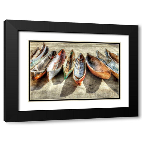 Canoes Black Modern Wood Framed Art Print with Double Matting by Celebrate Life Gallery