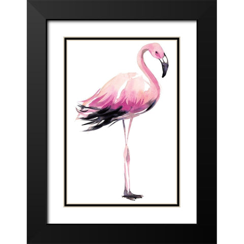 Flamingo Black Modern Wood Framed Art Print with Double Matting by Billinghurst, Marina