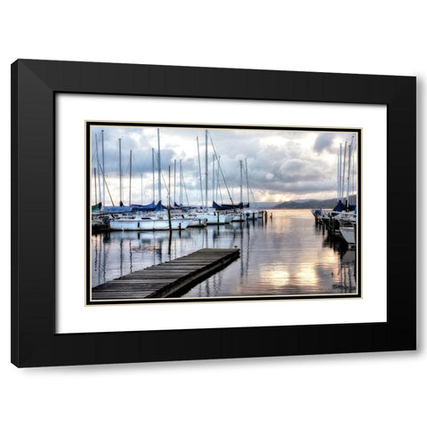 Walk on  the Dock Black Modern Wood Framed Art Print with Double Matting by Burt, D.