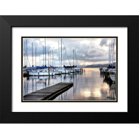 Walk on  the Dock Black Modern Wood Framed Art Print with Double Matting by Burt, D.