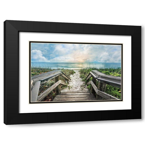 Welcome to the Beach Black Modern Wood Framed Art Print with Double Matting by Celebrate Life Gallery
