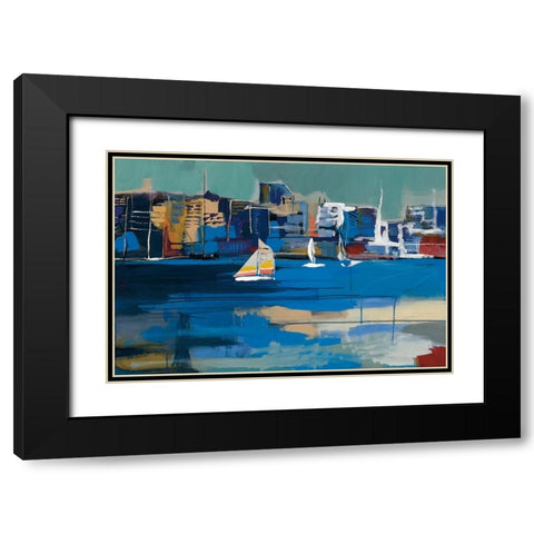 Sunday Sail Black Modern Wood Framed Art Print with Double Matting by Fitzsimmons, A.
