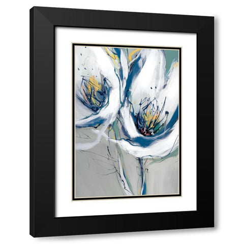 Seafoam Blooms I Black Modern Wood Framed Art Print with Double Matting by Fitzsimmons, A.