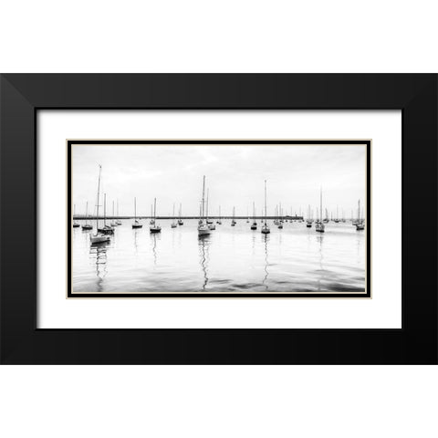 Anchored Sails Black Modern Wood Framed Art Print with Double Matting by Frank, Assaf