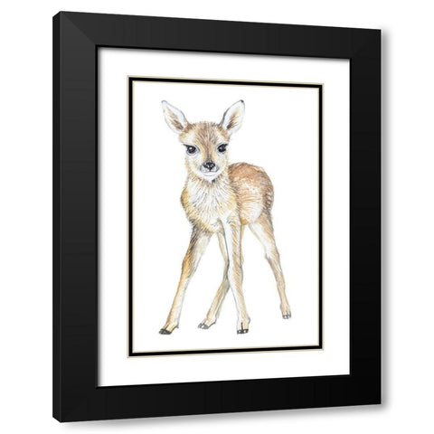 Baby Deer Black Modern Wood Framed Art Print with Double Matting by Markelova, Elena
