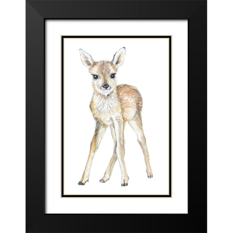 Baby Deer Black Modern Wood Framed Art Print with Double Matting by Markelova, Elena