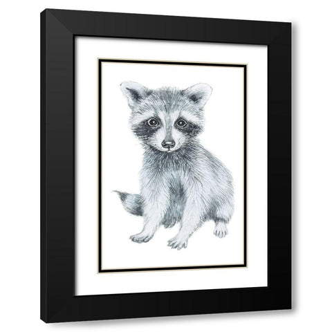 Baby Raccoon Black Modern Wood Framed Art Print with Double Matting by Markelova, Elena