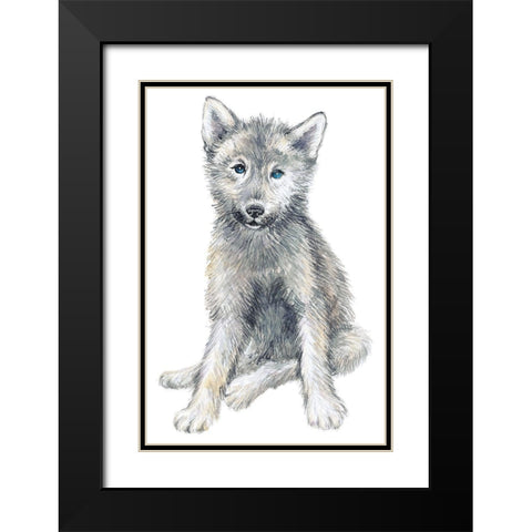Baby Coyote Black Modern Wood Framed Art Print with Double Matting by Markelova, Elena
