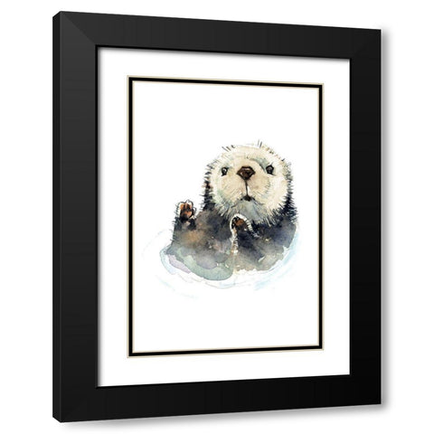 Baby Otter Black Modern Wood Framed Art Print with Double Matting by Markelova, Elena