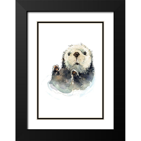 Baby Otter Black Modern Wood Framed Art Print with Double Matting by Markelova, Elena