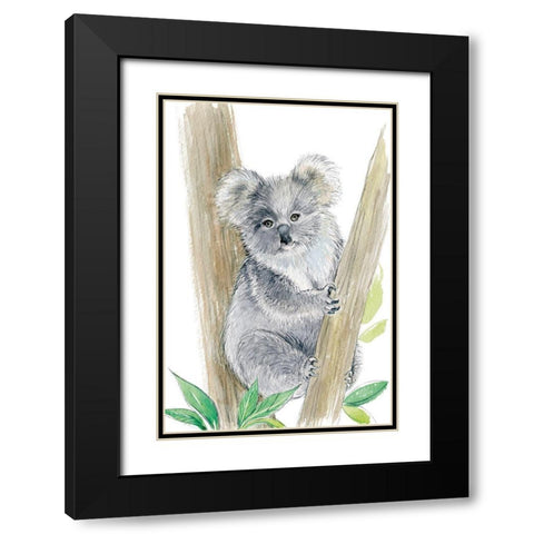 Baby Koala Black Modern Wood Framed Art Print with Double Matting by Markelova, Elena